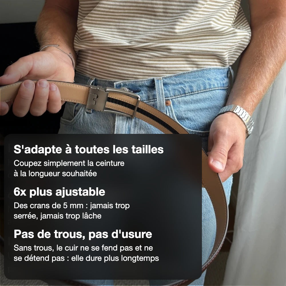 Ceinture ZAFA : s'adapte à toutes les tailles, 6x plus ajustable, pas de trous