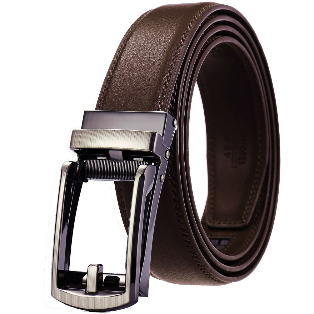 Ceinture ZAFA marron foncé, boucle argent mat
