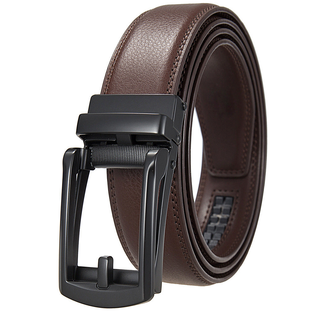 Ceinture ZAFA marron foncé, boucle noire mate