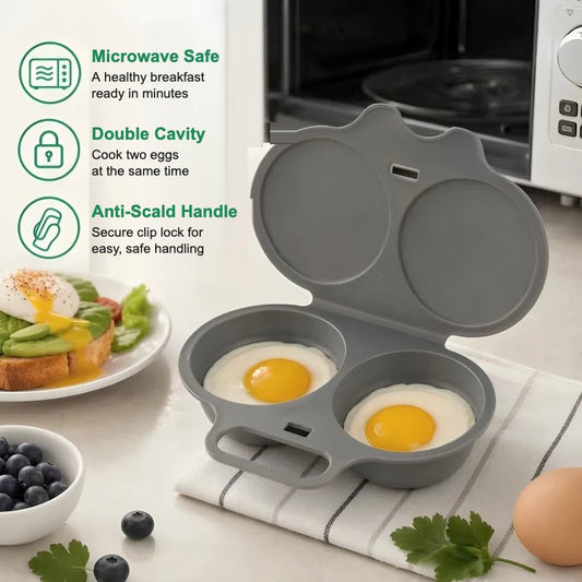 ZAFA microwave egg poacher – microwave safe, double cavity, anti-scald handle